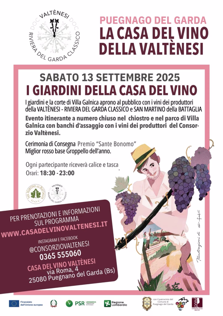 Valtènesi: I Giardini della Casa del Vino il 13 settembre e Profumi di Mosto il 5 ottobre 2025 1 Locandina - giardini casa vino
