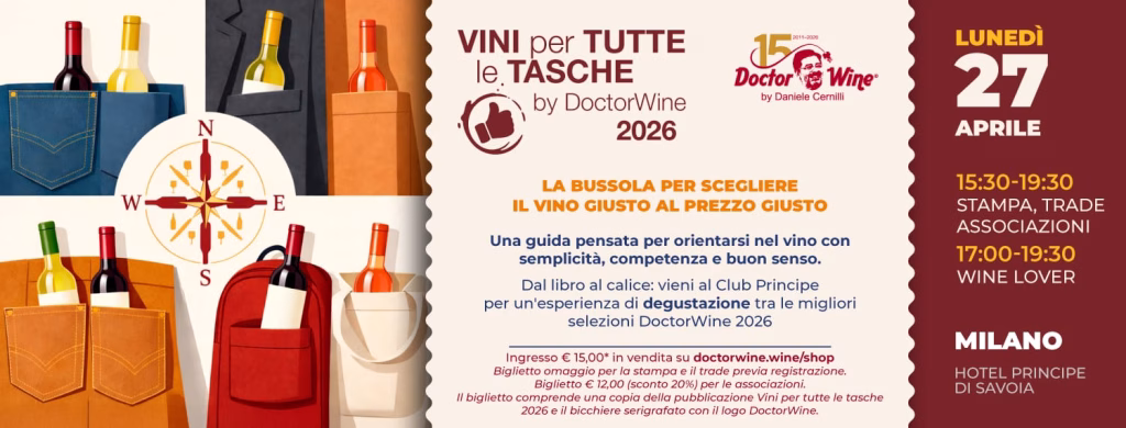 DoctorWine torna a Milano con "Vini per Tutte le Tasche 2026" all’Hotel Principe di Savoia il 27 aprile 1 Vini per Tutte le Tasche - Daniele Cernilli -DoctorWine